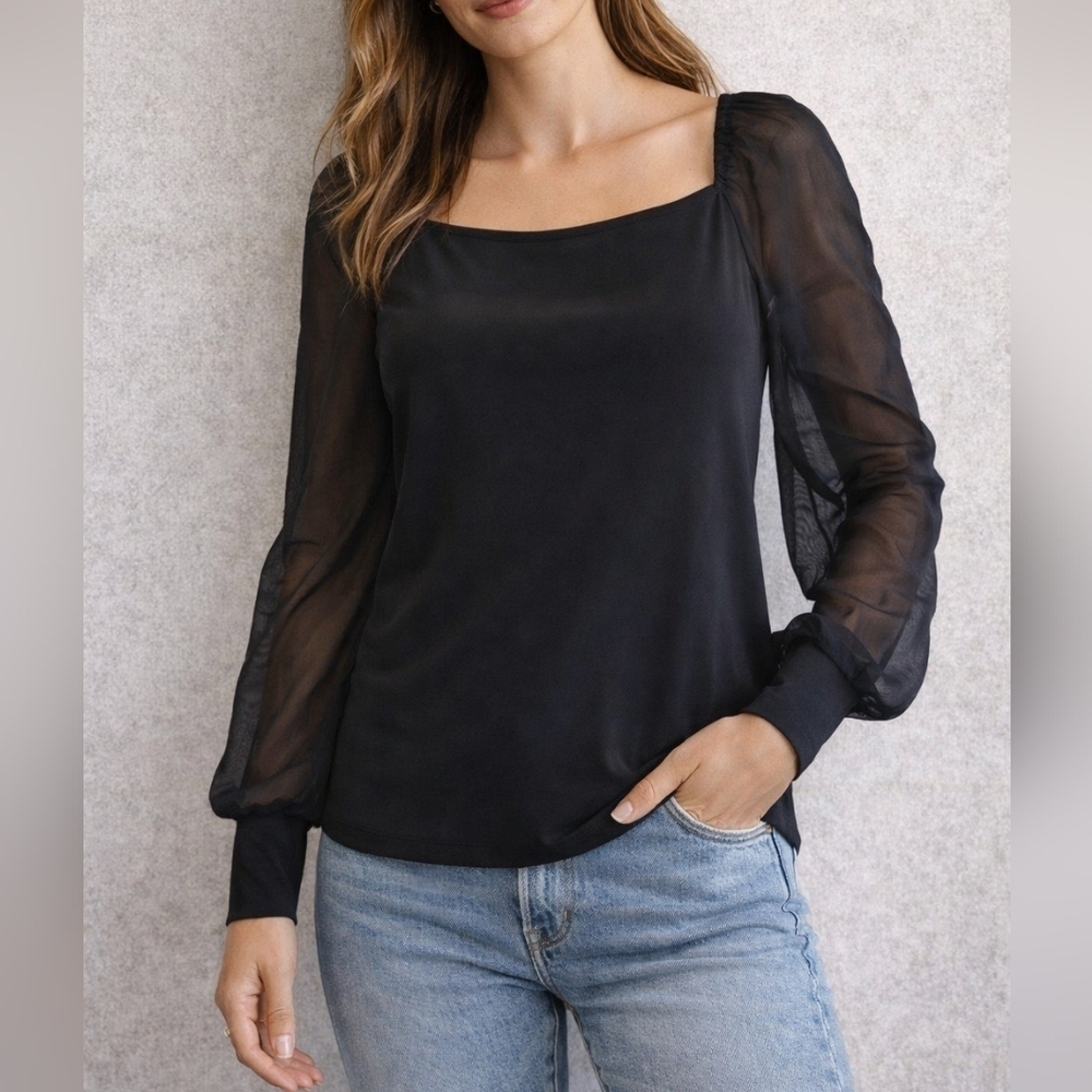Tahari black blouse size S